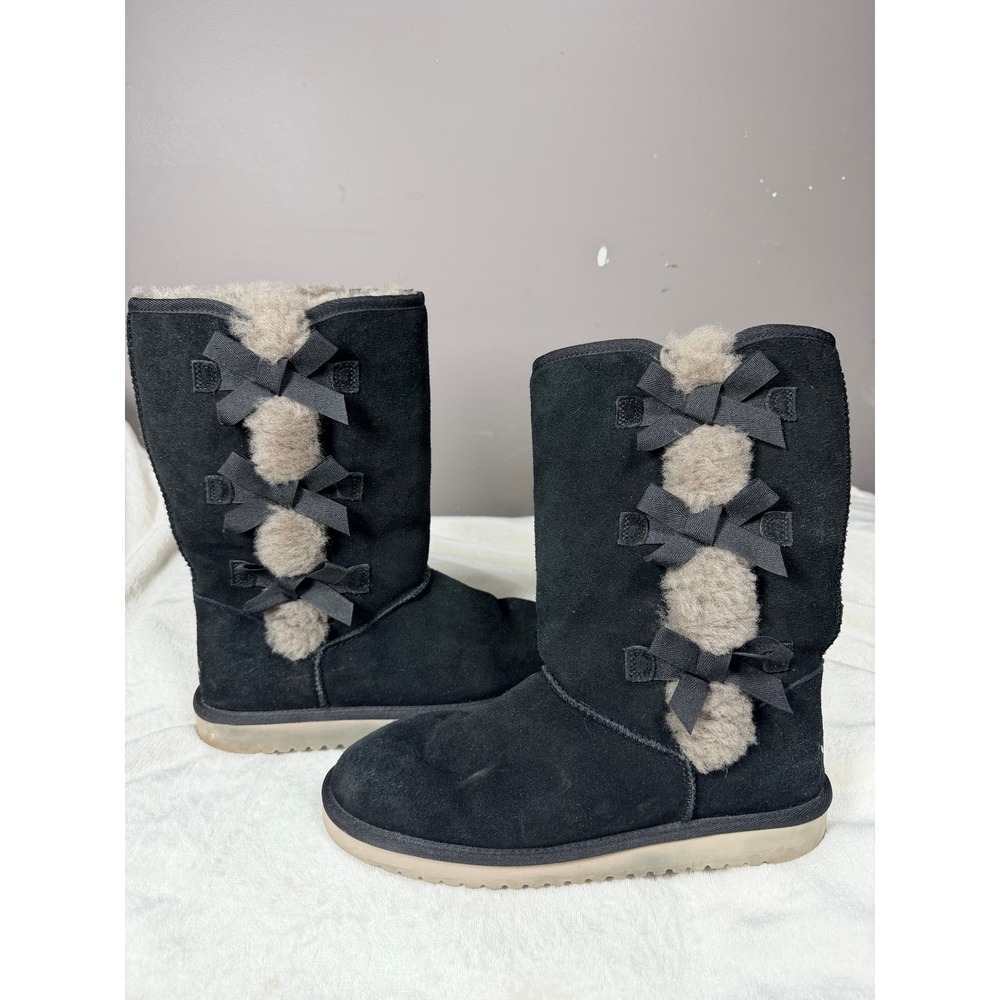 Koolaburra by UGG Womens Victoria Tall Suede Sheepskin Boots 10 Black 1015875